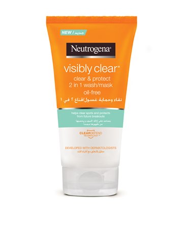 ماسک و شوینده ضدجوش و لک نوتروژنا Neutrogena Visibly Clear Clear and Protect 2 in 1 Wash Mask
