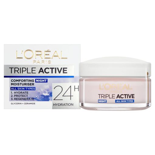 کرم آبرسان شب لورال تریپل اکتیو LOreal Triple Active 24H Hydration Night Cream