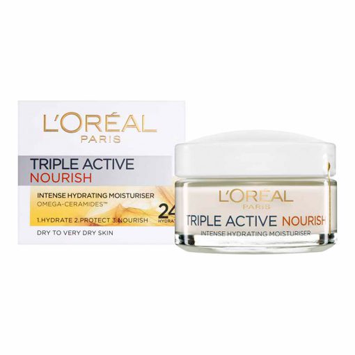 کرم لورال آبرسان پوست خشک و خیلی خشک L 'Oréal Triple Active Nourish Intense Moisturizing Cream