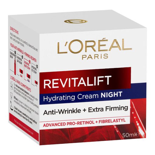 کرم لورال رویتالیفت آبرسان و ضدچروک شب LOreal Revitalift Hydrating Night Cream Anti Wrinkle and Extra Firming