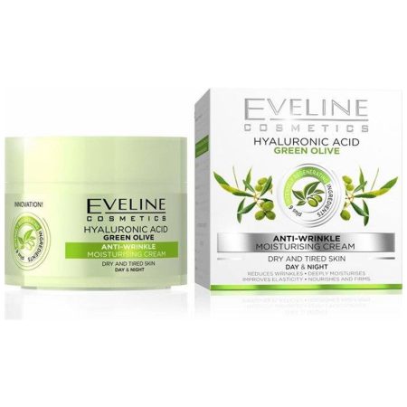کرم اولاین آبرسان و ضدچروک هیالورونیک اسید و زیتون شب و روز Eveline Hyaluronic Acid Nature Line Anti-Wrinkle Day and Night Cream 50 ml