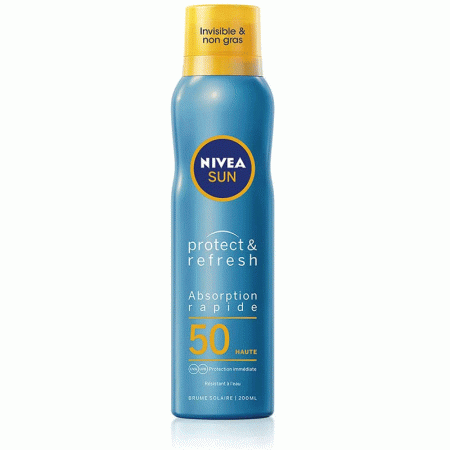اسپری ضد آفتاب سولار شیر spf 50 نیوا Nivea Sun solar milk spray Protection 50 protects & refresh 200 ml