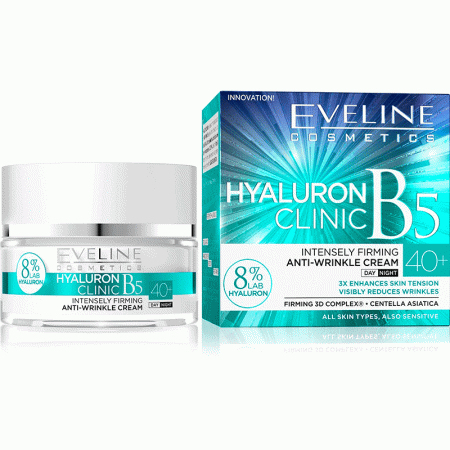 کرم آبرسان هیالورون و ویتامین B5 اولاین Eveline Hyaluron Clinic 40 Plus Intensely Firming Anti Wrinkle Cream