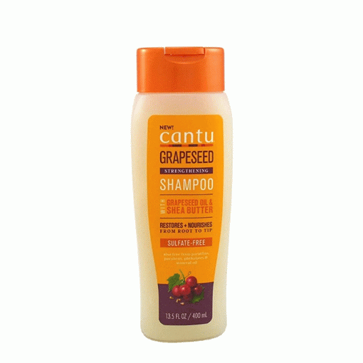 شامپو تقویت کننده و نرم کننده بدون سولفات روغن دانه انگور کانتو موهای فر Cantu Grapeseed Oil Strengthening Conditioner Sulfate Free Shampoo 400ml