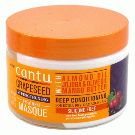 ماسک کانتو عمیق تقویت مو دانه انگور موهای فر Cantu Grapeseed Strengthening Deep Treatment Masque 340G