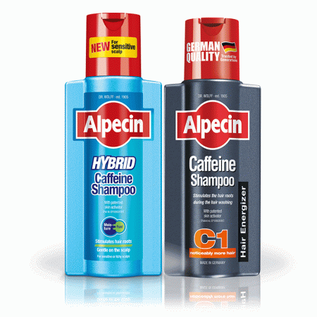 پک ۲ عددی شامپو آلپسین کافئین ترکیبی مو های شوره دار حساس و خارش دار + آلپسین سی وان کافیین دار ضد ریزش Alpecin Hybrid Caffeine Shampoo For sensitive or itchy scalps