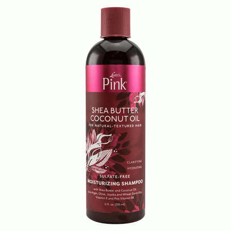 شامپو شی باتر مرطوب کننده بدون سولفات روغن نارگیل لاستر پینک Luster's Pink Shea Butter Coconut Oil Sulfate Free Moisturizing Shampoo 355ml