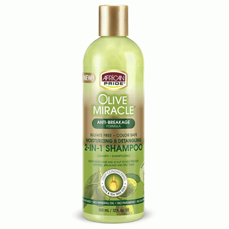 شامپو ضد خشکی معجزه زیتون آفریکن پراید African Pride Olive Miracle 2-in-1 Shampoo 355mL