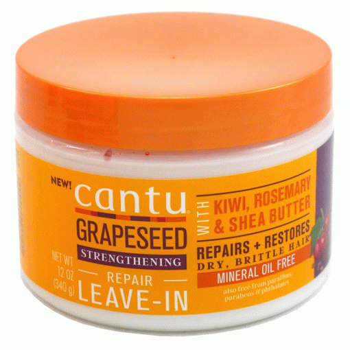 کرم ترمیم کننده دانه انگور موهای فر کانتو Cantu Grapeseed Leave-In Repair Cream 340g