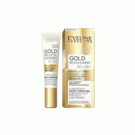 کرم تقویت کننده دور چشم طلا اولاین Eveline Cosmetics 30+40+ Gold Revita Expert 24K 15ml
