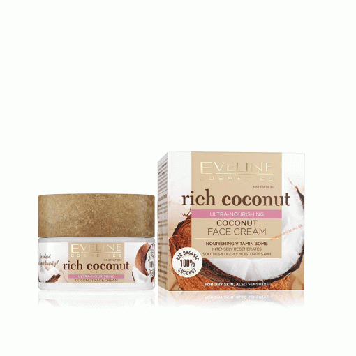کرم صورت فوق العاده غنی نارگیل اولاین Eveline Rich Coconut Ultra Nourishing Face Cream 50ml
