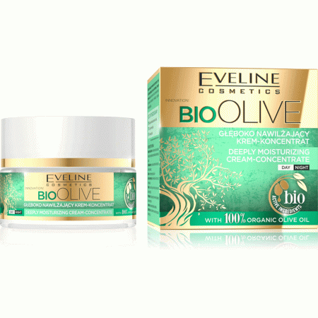 کرم مرطوب کننده عمیق زیتون زیستی اولاین Eveline Bio Olive Deeply Moisturizing Cream Concentrate 50ml