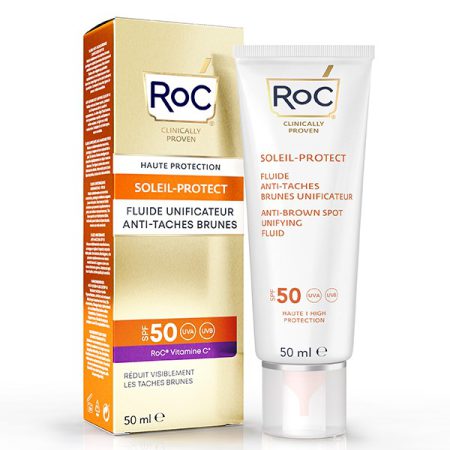 ضد افتاب ضد لک و درخشان کننده پوست روک ROC Soleil protect anti brown spot fluid SPP50