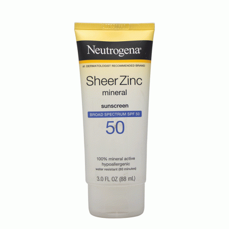 ضدآفتاب شیر زینک مینرال نیتروژینا Neutrogena Sheer Zinc Mineral Sunscreen Lotion With SPF 50 88ml