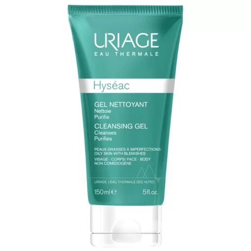 ژل شستشوی صورت و بدن مناسب پوست مختلط تا چرب و مستعد آکنه اوریاژ Uriage Hyseac Gel Nettoyant Doux Gentle Cleansing Gel for Combination to Oily Skin 150 Ml
