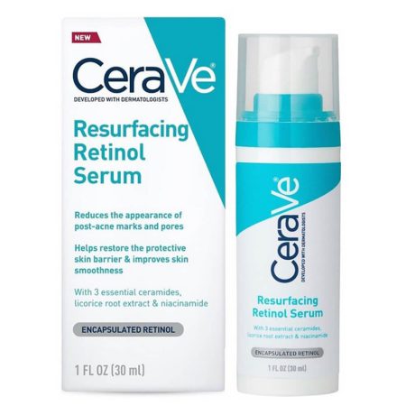سرم رتینول سراوی حاوی سراماید و نیاسینامید مناسب پوست های مستعد لک CeraVe Resurfacing Retinol Serum with Ceramides & Niacinamide for Blemish-Prone Skin 30ml