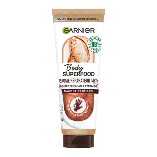 بالم ترمیم کننده دست کره کاکائو و سرامید سوپرفود گارنیه گارنیر Garnier Hand Superfood 48h Repairing Balm